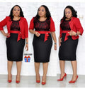 supply of african plus size women's clothing small suit outwear multi-color lacepatchwork skirt two-piece setdress