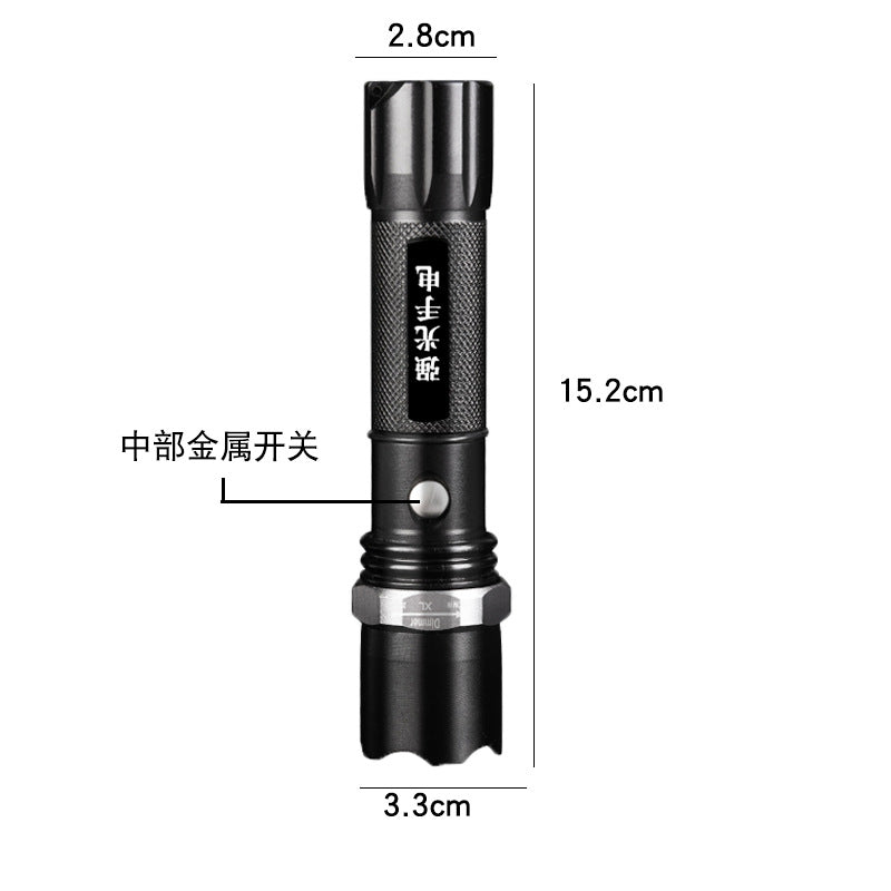 Cross-border LED flashlight charging zoom aluminum alloy outdoor waterproof strong light flashlight DC charging flashlight