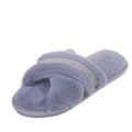 Autumn winter women's home cotton slippers open heattech rhinestone flats fur women's shoes k-style cross one-line slippers
