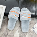 Fall and winternew arrival rhinestone fur slippers women's fashionpopular pearl stuffed flip-flops home indoor floor cotton slippers