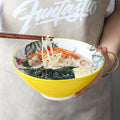Retro japanese style hat ramen instant noodle bowl salad bowl ceramic tableware for home large soup bowl underglaze color trumpet bowl