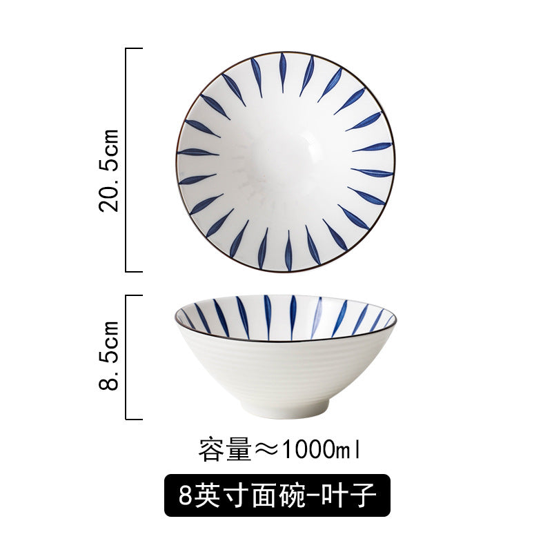 Retro japanese style hat ramen instant noodle bowl salad bowl ceramic tableware for home large soup bowl underglaze color trumpet bowl
