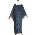 african plus size women's round neck dress heavy industry hot diamond bat sleeve loose long robe