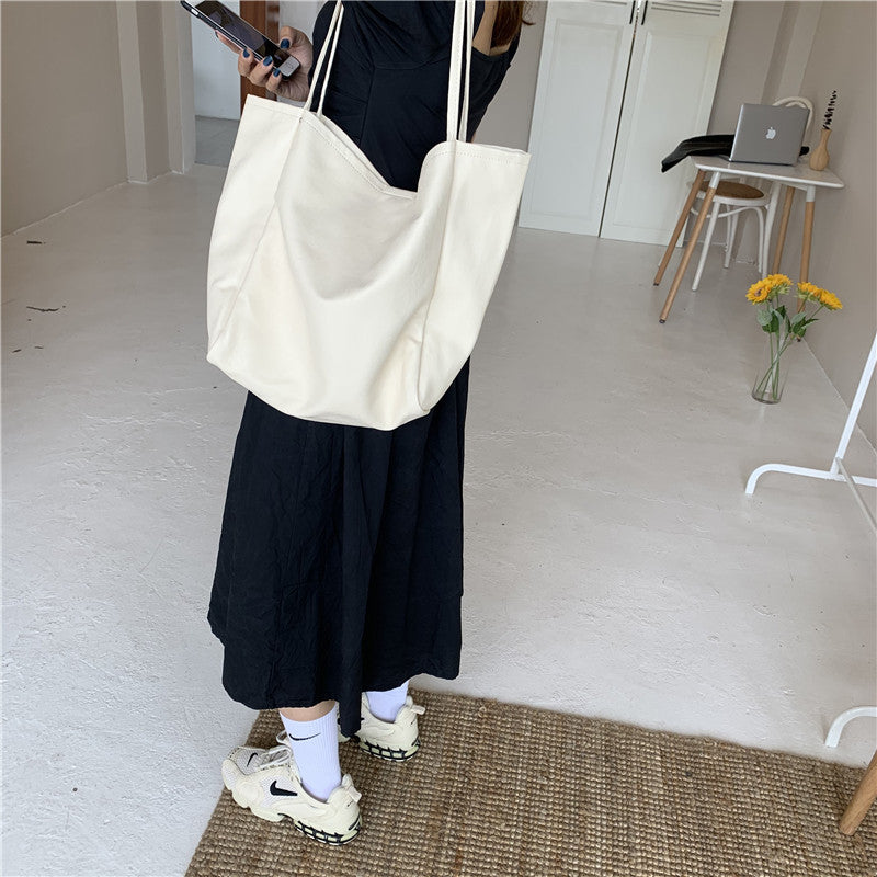 Bag Women's Bag New 2020 Crossbody Shoulder Bag Large Capacity Soft Leather Shopping Bag Versatile Solid Color Tote Bag