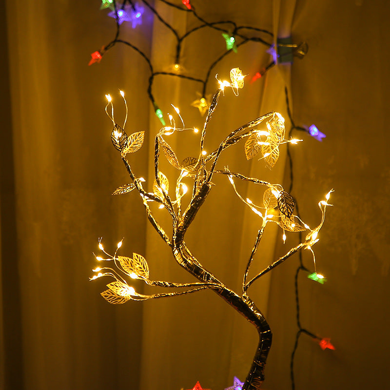 Cross-border explosion, firefly led tree light, pearl LED copper wire light, USB battery box, touch switch, night light