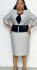 sourcing:  african plus size women's two-piece set - plaid blazer & round neck pencil skirt, office lady commute dress