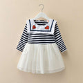Girls' spring and autumn dress - new children's fashion dress for little girls - kids' baby princess dress - striped tulle skirt