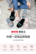 Fall and winternew arrival rhinestone fur slippers women's fashionpopular pearl stuffed flip-flops home indoor floor cotton slippers