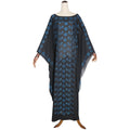 african plus size women's round neck dress heavy industry hot diamond bat sleeve loose long robe