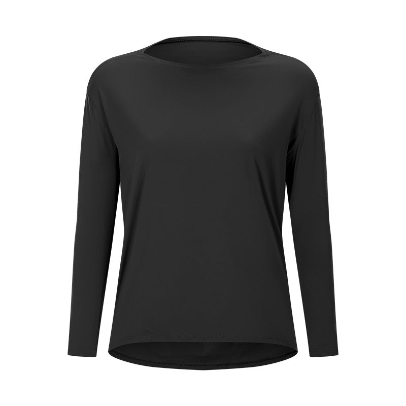 new arrival: double-sided nude feel loose fit long sleeve women's slimming breathable minimalist training fitness yoga top ds010