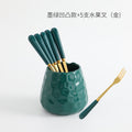 Nordic creative fruit fork spoon ceramic storage jar set - premium stainless steel fruit forks & home mooncake cutlery