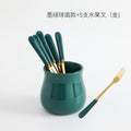 Nordic creative fruit fork spoon ceramic storage jar set - premium stainless steel fruit forks & home mooncake cutlery