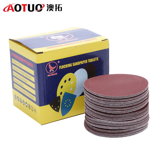 Aotuo, 4-inch 5-inch flocking sandpaper for polishing and grinding, fleece-backed sheet, fleece-drawn sheet, self-adhesive sandpaper