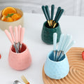 Nordic creative fruit fork spoon ceramic storage jar set - premium stainless steel fruit forks & home mooncake cutlery