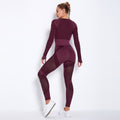 European and american seamless yoga outfit - shaping, quick-dry activewear set with butt-lifting, tight-fitting, striped, and cutout design - two-piece fitness leggings