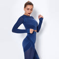 new arrival seamless knitting quick-drying running yoga clothes tight breathable cut out fitness long sleeves women's one-piece dropshipping