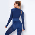 new arrival seamless knitting quick-drying running yoga clothes tight breathable cut out fitness long sleeves women's one-piece dropshipping