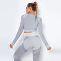 new arrival seamless knitting quick-drying running yoga clothes tight breathable cut out fitness long sleeves women's one-piece dropshipping