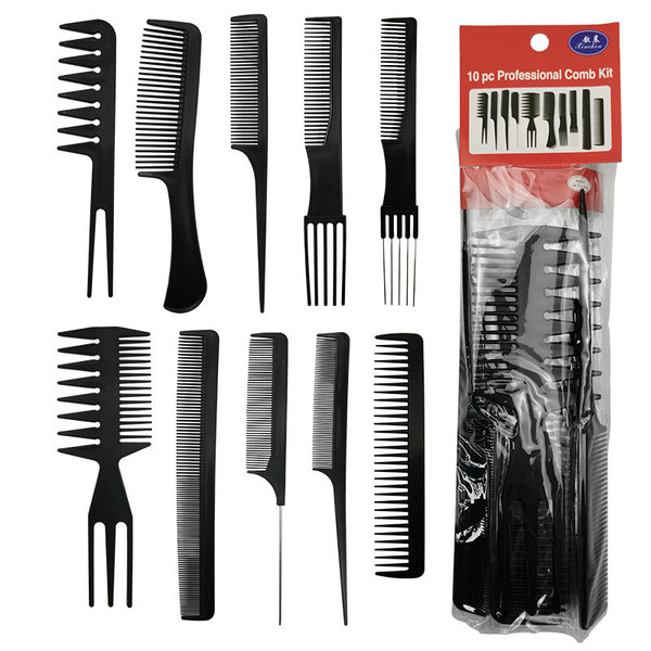 Cross-border hairdressing tool comb 10-piece set, beauty and makeup disc hair comb, highlight comb, plastic smooth hair massage comb