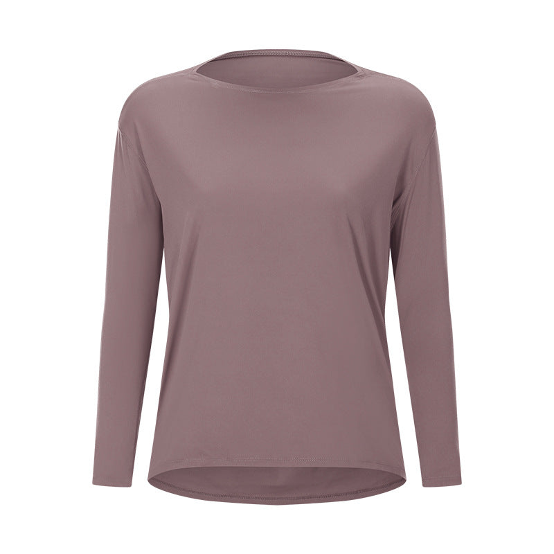 new arrival: double-sided nude feel loose fit long sleeve women's slimming breathable minimalist training fitness yoga top ds010