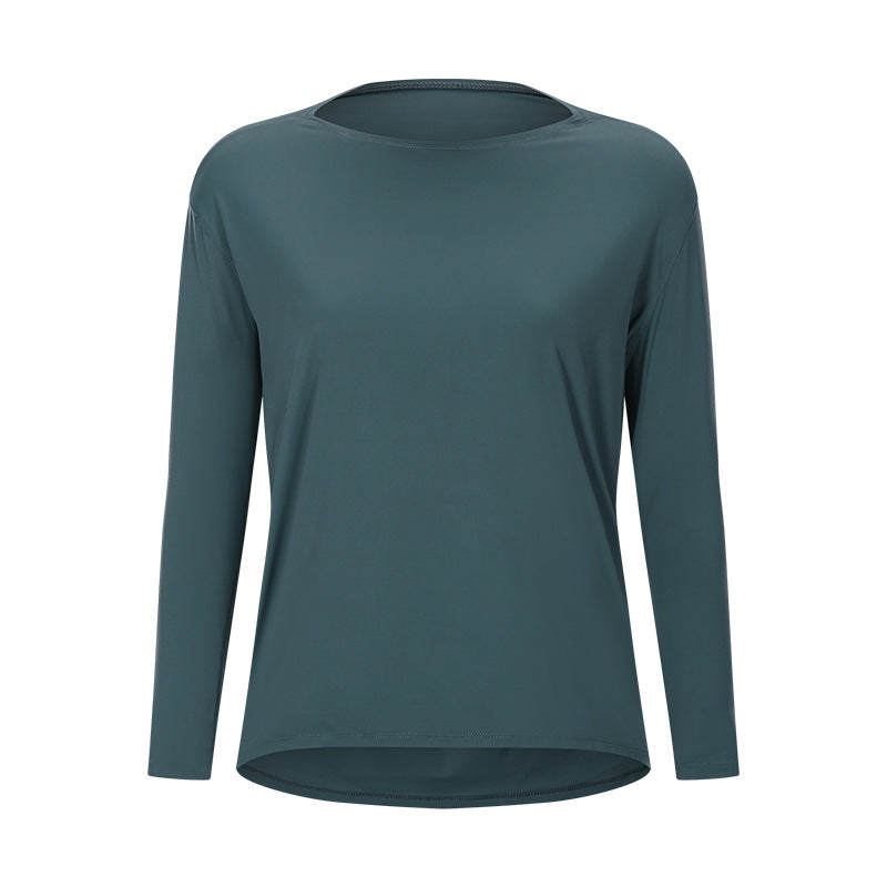 new arrival: double-sided nude feel loose fit long sleeve women's slimming breathable minimalist training fitness yoga top ds010