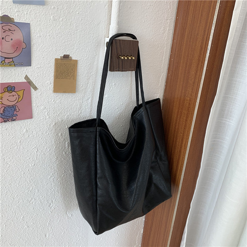 Bag Women's Bag New 2020 Crossbody Shoulder Bag Large Capacity Soft Leather Shopping Bag Versatile Solid Color Tote Bag