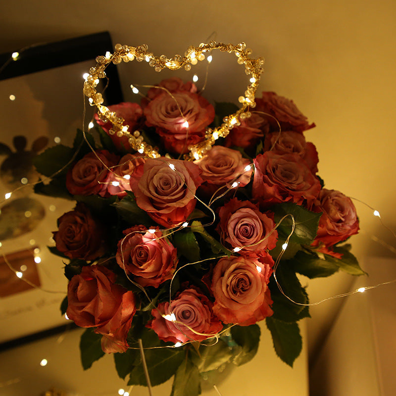 Factory direct sales LED copper wire light string, button battery box copper wire light flower gift holiday decoration star lantern