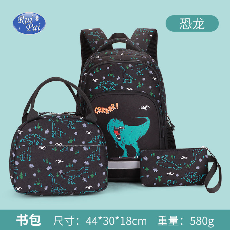 new primary school students print children's backpack schoolbag burden three-piece schoolbag wholesale