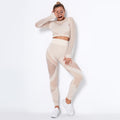 In stock! fashion seamless cut out moisture-absorbent yoga long sleevessuit yoga clothes sports fitness running yoga pants for women