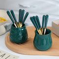 Nordic creative fruit fork spoon ceramic storage jar set - premium stainless steel fruit forks & home mooncake cutlery