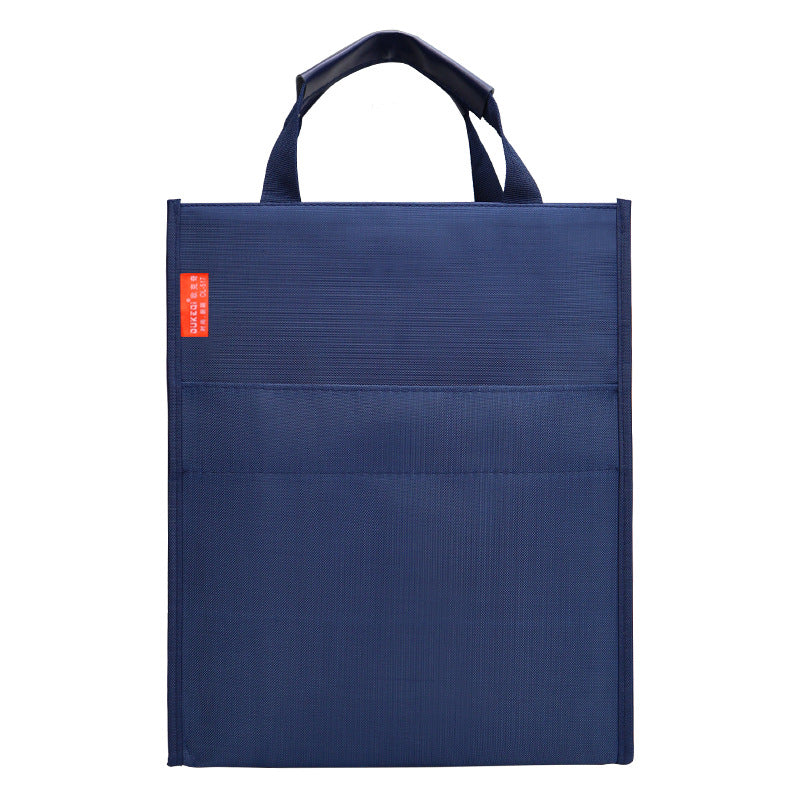 Large capacity student canvas tote file bag, double-layer document bag, book carrier, tutoring bag, training bag - customizable with printed logo