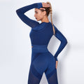 new arrival seamless knitting quick-drying running yoga clothes tight breathable cut out fitness long sleeves women's one-piece dropshipping