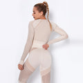 new arrival seamless knitting quick-drying running yoga clothes tight breathable cut out fitness long sleeves women's one-piece dropshipping