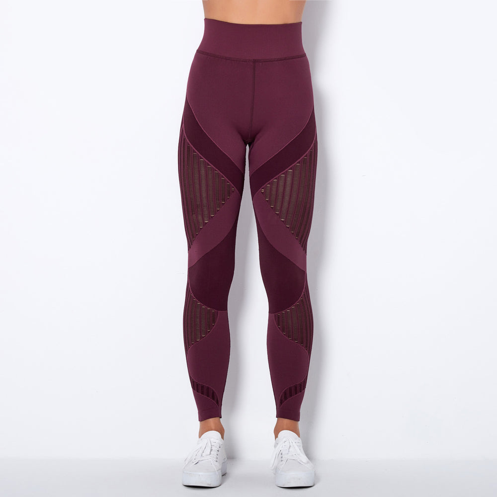 In stock! fashion cross-border seamless knittingsexystripes moisture-wicking yoga pants sports running fitness pants for women