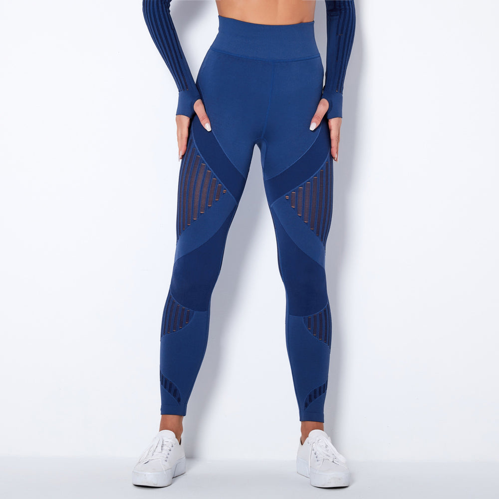 In stock! fashion cross-border seamless knittingsexystripes moisture-wicking yoga pants sports running fitness pants for women