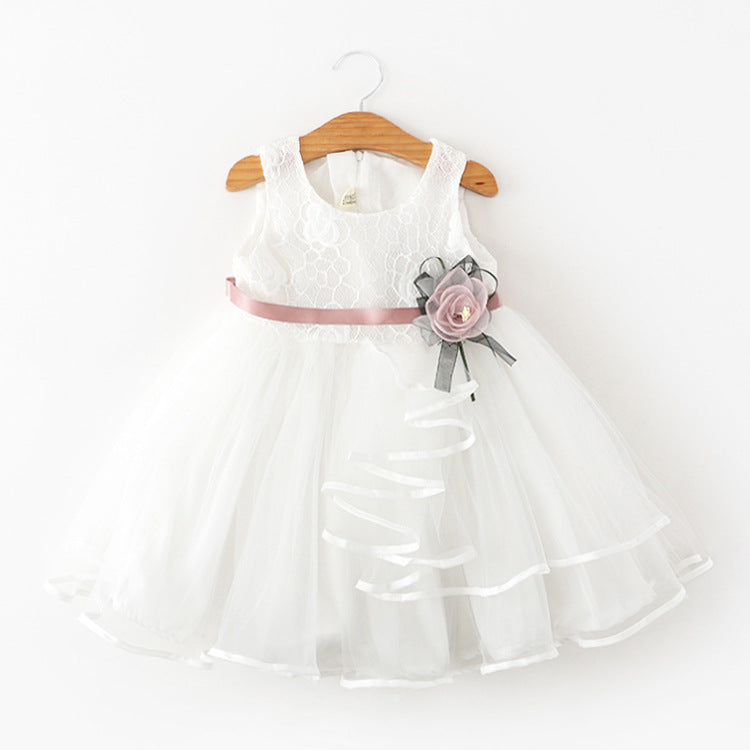 Girls' summer  korean style children's dress - sleeveless lace patchwork dress