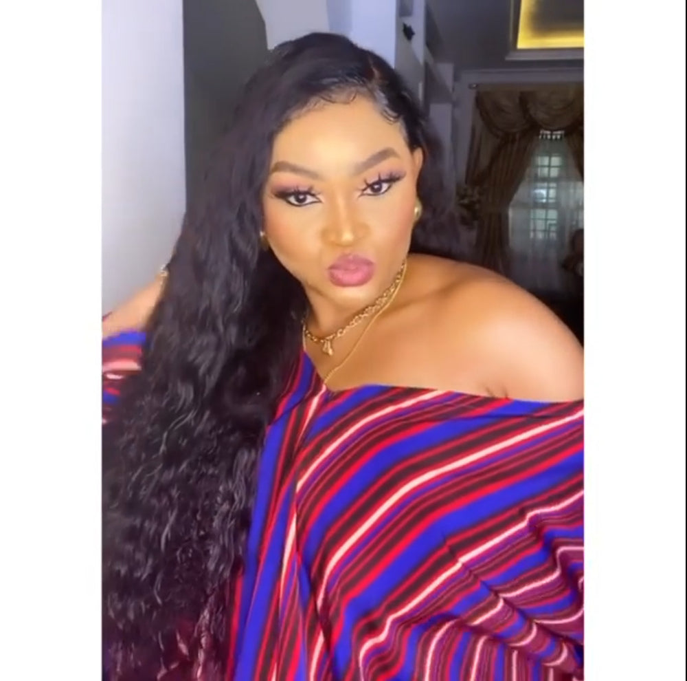 new plus size african women's vertical striped v-neck sexy loose fit cuffed sleeve tie-up  dress