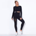 In stock! fashion seamless cut out moisture-absorbent yoga long sleevessuit yoga clothes sports fitness running yoga pants for women