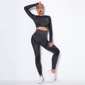 In stock! fashion seamless cut out moisture-absorbent yoga long sleevessuit yoga clothes sports fitness running yoga pants for women