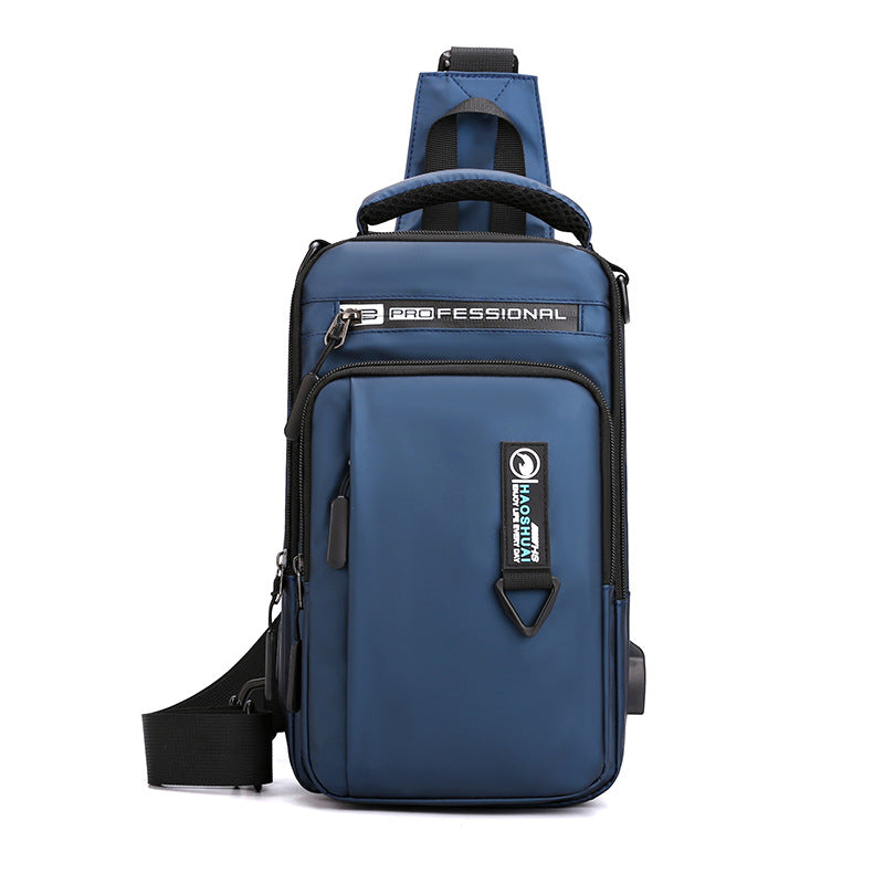 Cross-border special for new men's multi-functional breast bag casual shoulder messenger bag USB charging chest bag anti-theft backpack