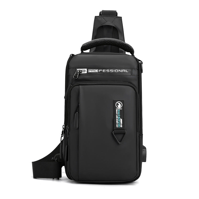 Cross-border special for new men's multi-functional breast bag casual shoulder messenger bag USB charging chest bag anti-theft backpack