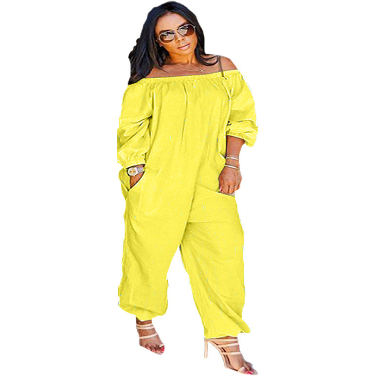 A6361: hot-selling women's fashion jumpsuit for cross-border e-commerce – european & american style,  trend, casual solid color, loose fit, drop shoulder