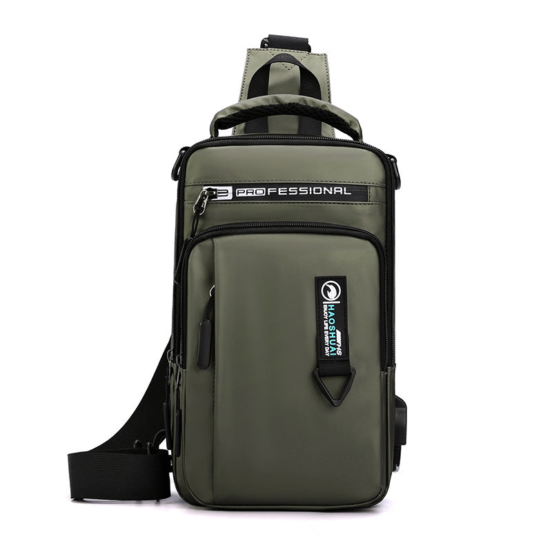 Cross-border special for new men's multi-functional breast bag casual shoulder messenger bag USB charging chest bag anti-theft backpack