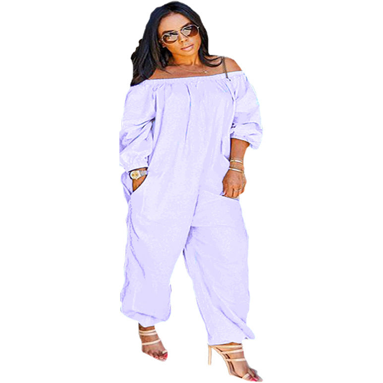 A6361: hot-selling women's fashion jumpsuit for cross-border e-commerce – european & american style,  trend, casual solid color, loose fit, drop shoulder