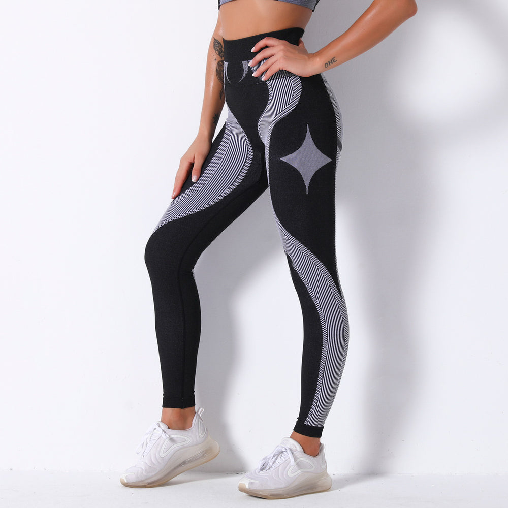 Clearance: european and american influencer-approved seamless knit sexy striped breathable moisture-wicking yoga pants for running, sports, and fitness