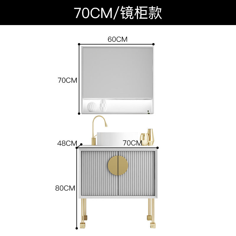 Oak bathroom cabinet Floor-to-ceiling light luxury washbasin cabinet Combined bathroom Hand washstand Bathroom mirror cabinet