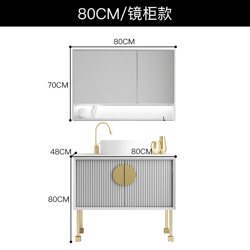 Oak bathroom cabinet Floor-to-ceiling light luxury washbasin cabinet Combined bathroom Hand washstand Bathroom mirror cabinet