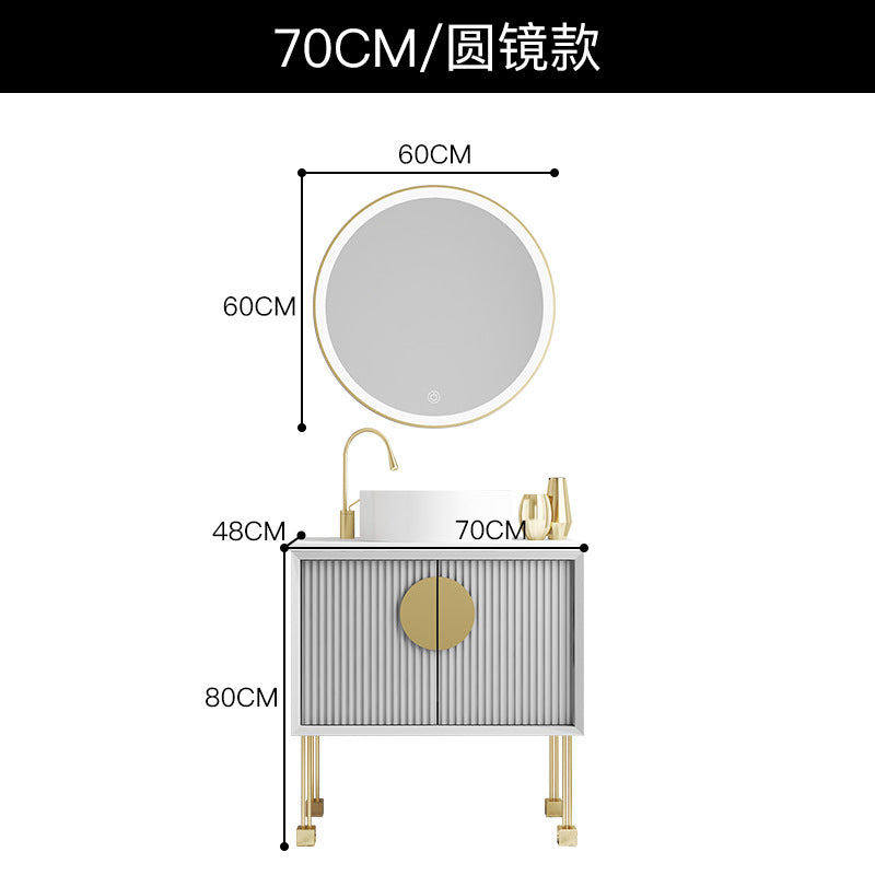 Oak bathroom cabinet Floor-to-ceiling light luxury washbasin cabinet Combined bathroom Hand washstand Bathroom mirror cabinet