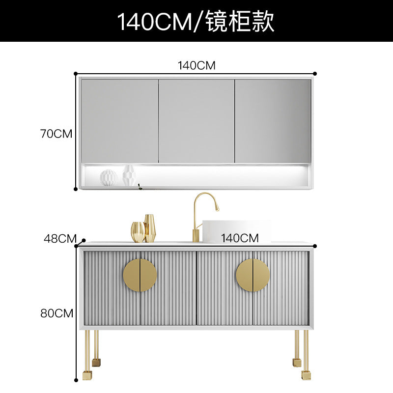 Oak bathroom cabinet Floor-to-ceiling light luxury washbasin cabinet Combined bathroom Hand washstand Bathroom mirror cabinet