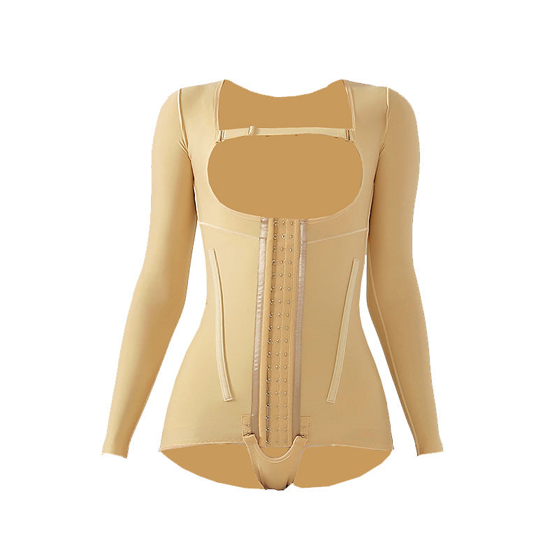 Waist and abdominal ring suction body fat shaping garment, upper body and arm liposuction post-shaping, strong pressure long sleeves jumpsuit, hip lifting and body shaping